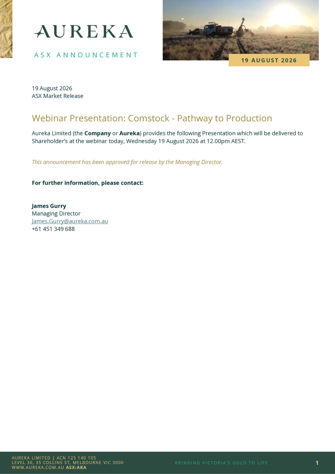 Webinar Presentation - Comstock Pathway to Production